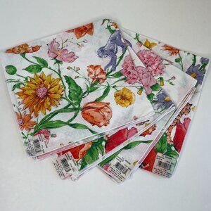 WC Designs Vintage Cloth Napkins PARADISE Bright Floral 100% Cotton NWT Set of 4